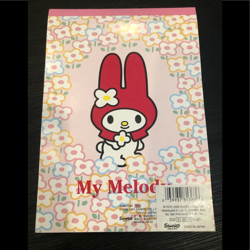 Unicorn Vintage Sanrio My Melody Writing Pad 1998